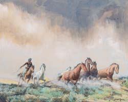 Navajo Herding Wild Horses