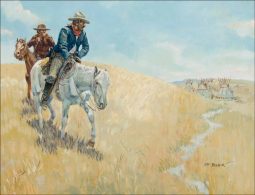 Cowboy Approaching Indian Encampment