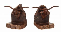 Carved Steer Head Bookends