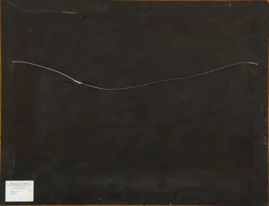 Back of a framed artwork showing a curved hanging wire across the middle; gallery label bottom-left corner reads 'Altermann Galleries'