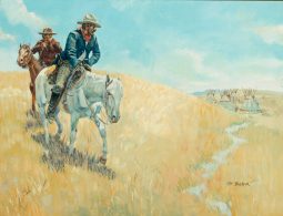 Cowboys Approach Indian Encampment